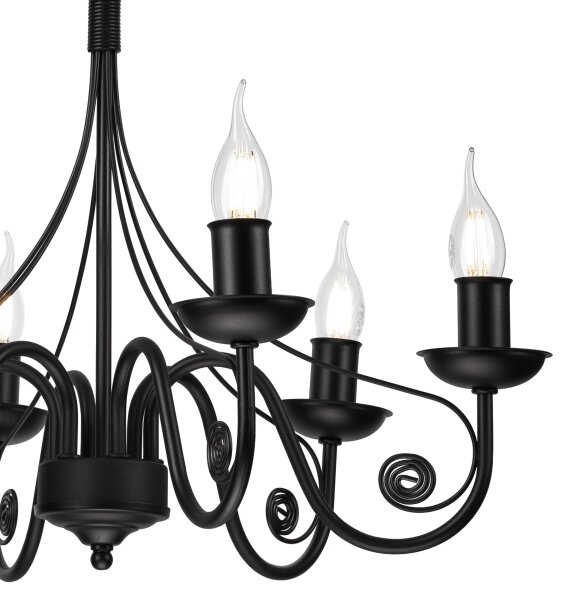 Luster na reťazi DONATO 6xE14/40W/230V čierna