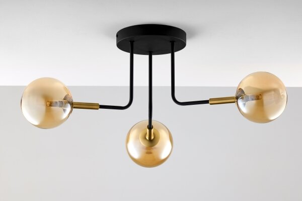 Jupiter 2037 - Luster na tyči BURANO 3xG9/10W/230V čierna/zlatá/béžová