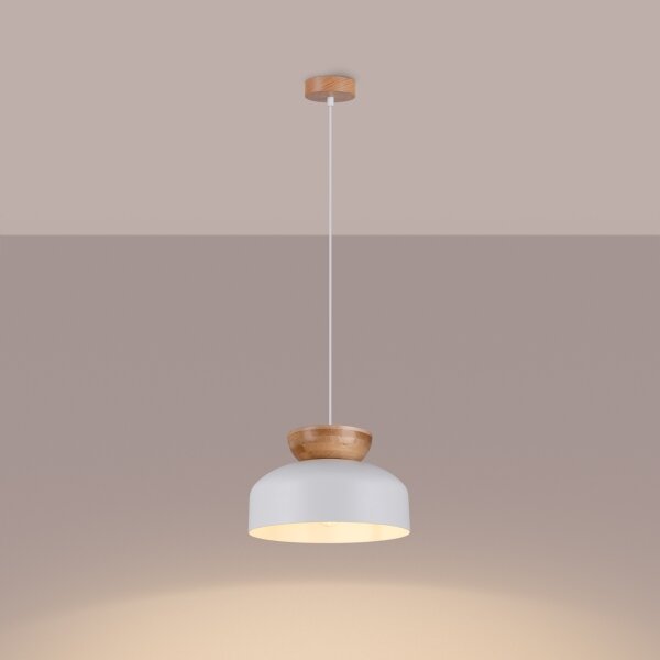 Sollux SL.1350 - Luster na lanku MARION 1xE27/15W/230V pr. 29,5 cm biela