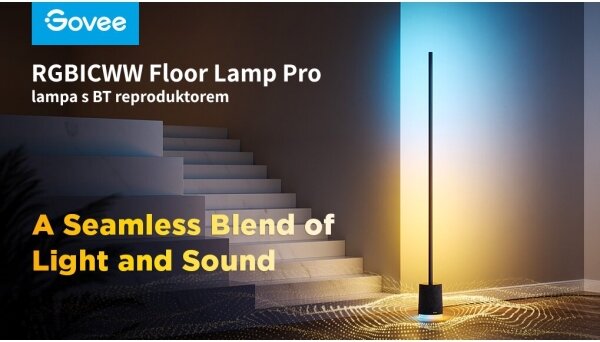 Govee - LED Stojacia lampa s reproduktorom Pro RGBICWW Wi-Fi + DO