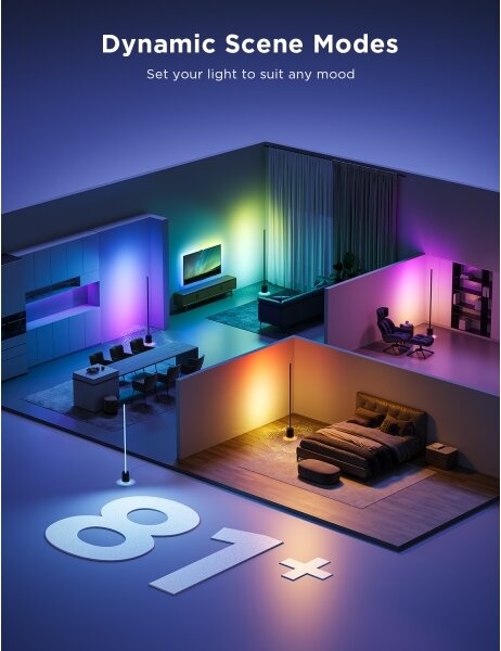 Govee - LED Stojacia lampa s reproduktorom Pro RGBICWW Wi-Fi + DO