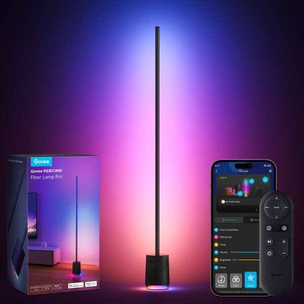 Govee - LED Stojacia lampa s reproduktorom Pro RGBICWW Wi-Fi + DO