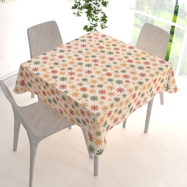 Biante Dekoračný štvorcový obrus Leona LN-179 Farebné vločky na béžovom 40x40 cm