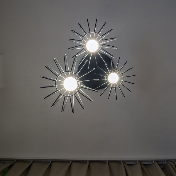 Luster na lanku SOLANO 3xE27/15W/230V čierna/lesklý chróm