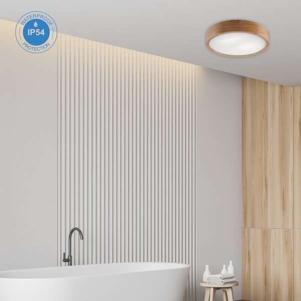 Kúpeľňové stropné svietidlo OAK 3xE27/15W/230V dub pr. 37 cm IP54