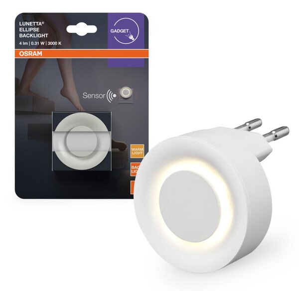 Osram-LED Nočné svetlo s pohybovým a súmrakovým senzorom LUNETTA LED/0,31W/230V biela