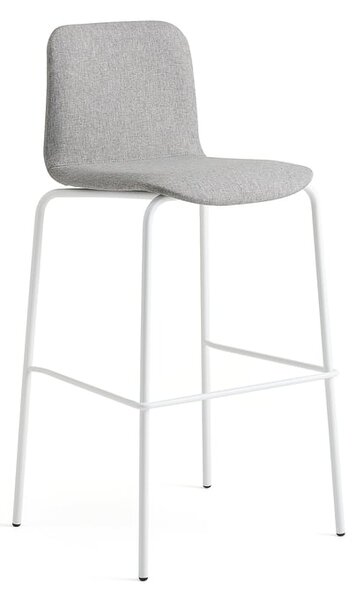 Barová stolička LABELL, výška sedadla 765 mm, biela/svetlošedá
