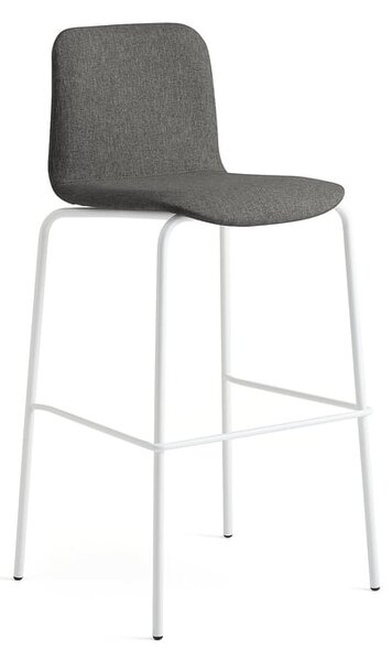 Barová stolička LABELL, výška sedadla 765 mm, biela/hnedá