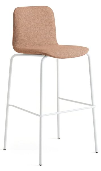 Barová stolička LABELL, výška sedadla 765 mm, biela/medená