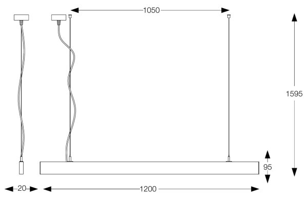 Ideal Lux - LED luster na lane LINUS LED/32W/230V 4000K CRI 90 120 cm čierna