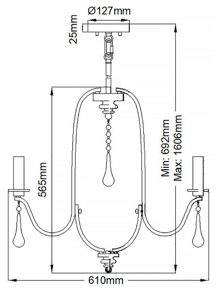 Quintiesse QN-KARLEE5 - Luster na tyči KARLEE 5xE14/60W/230V matný chróm