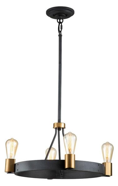 Quintiesse QN-SILAS-4P-DZ - Závesný luster SILAS na tyči 4xE27/60W/230V čierna/zlatá