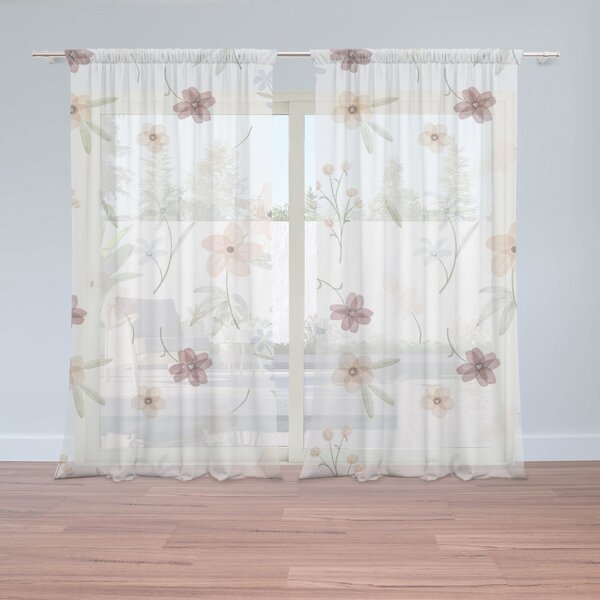 Sablio Záclony Romantické kvety: 2ks 150x250cm