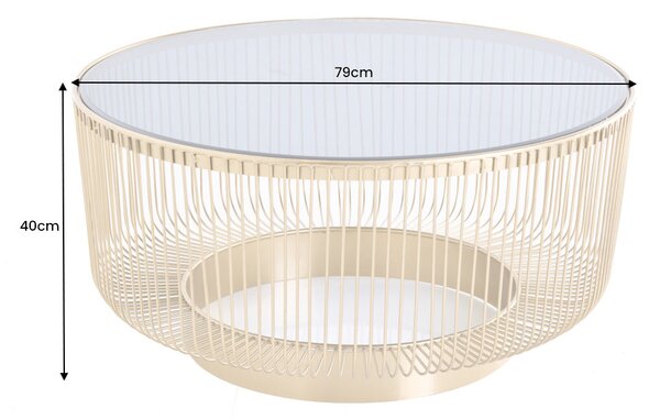 Konferenčný stolík VARIATION 80cm zlatý s čiernym sklom