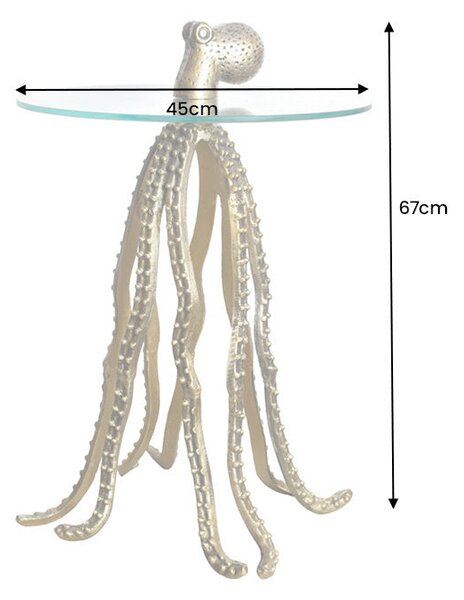 Bočný stolík WILDLIFE OCTOPUS 70cm 8mm tvrdené sklo