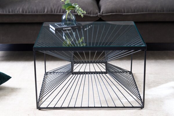 Konferenčný stolík ILLUSION 60cm práškovo lakovaný kov a 20mm tvrdené sklo