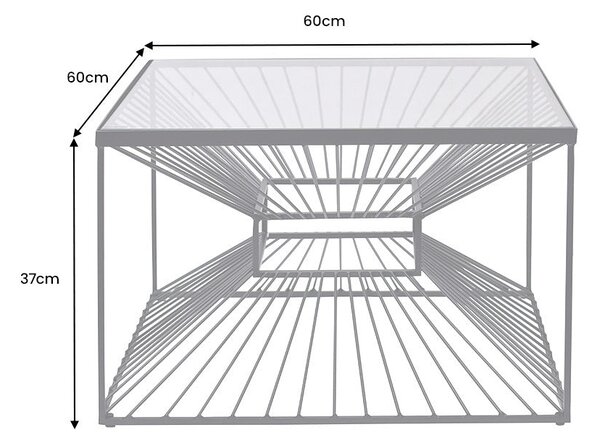 Konferenčný stolík ILLUSION 60cm práškovo lakovaný kov a 20mm tvrdené sklo