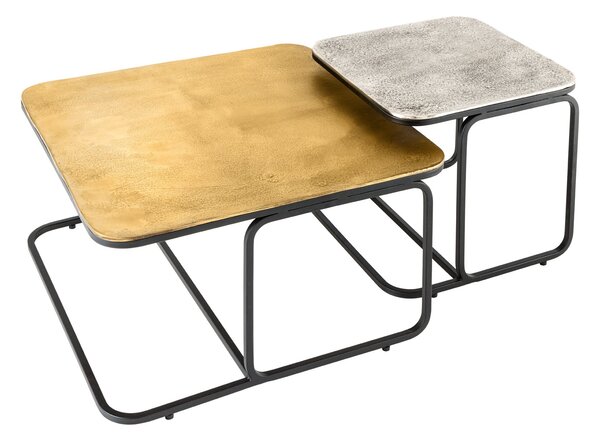 Konferenčný stolík ABSTRACT sada 2 ks 60cm zlatý strieborný čierny kovový rám