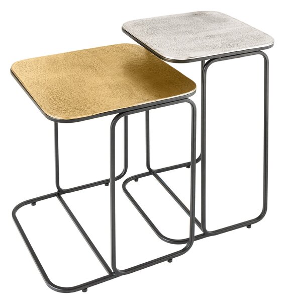 Konferenčný stolík ABSTRACT sada 2 ks 40cm zlatý strieborný čierny kovový rám
