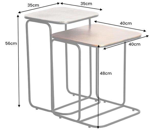Konferenčný stolík ABSTRACT sada 2 ks 40cm zlatý strieborný čierny kovový rám