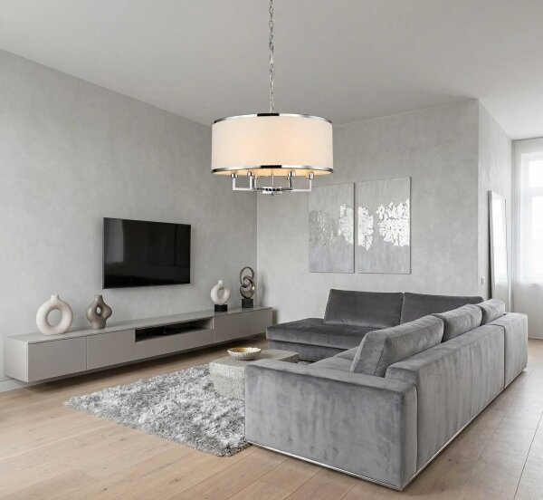 Open Design OR80209 - Závesný luster na reťazi CASA 3xE14/12W/230V krémový/lesklý chróm