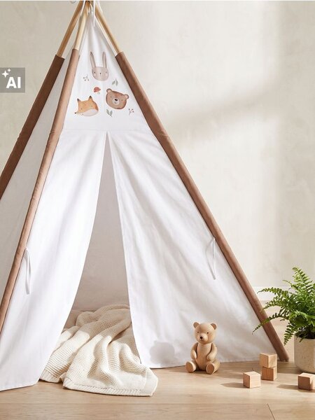 Sinsay - Detské teepee s potlačou lesných zvierat - biela