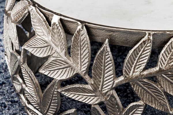 Konferenčný stolík ABSTRACT LEAF 54-68 cm 2-set, strieborná s mramorovými doskami
