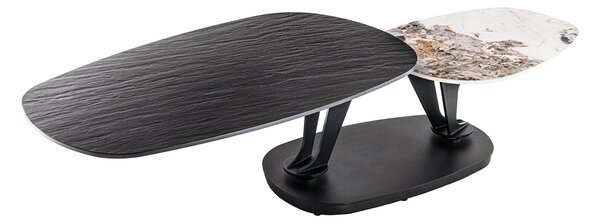 Konferenčný stolík MOVEMENT 95-160 cm keramický čierny a sivý
