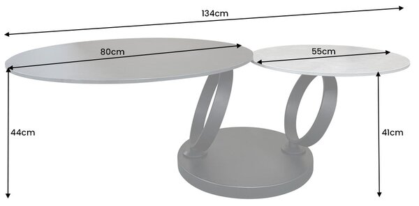 Konferenčný stolík DANCING RINGS 80-134 cm otočný keramický čierny a sivý