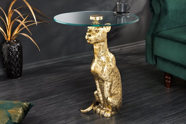 Bočný Stolík WILDLIFE PANTHER 60cm Antická Zlatá