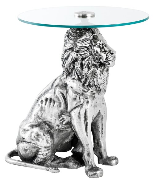 Bočný Stolík WILDLIFE LION 60cm Antická Strieborná