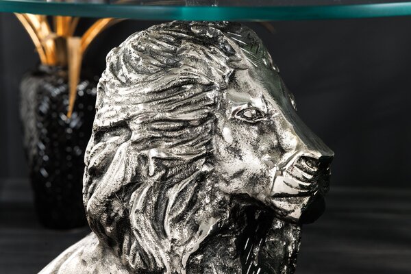 Bočný Stolík WILDLIFE LION 60cm Antická Strieborná
