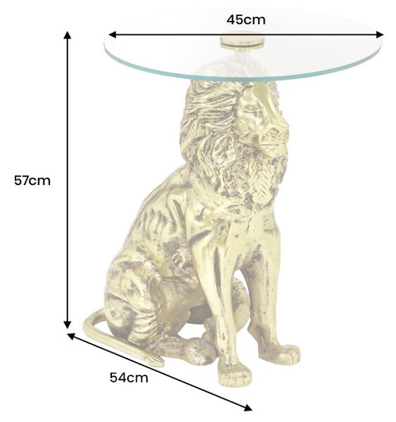 Bočný Stolík WILDLIFE LION 60cm Antická Zlatá