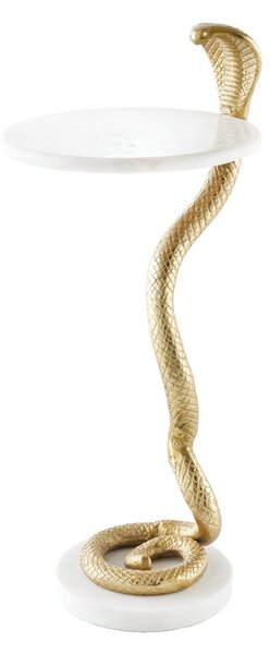 Bočný Stolík WILDLIFE COBRA 60cm Zlatý Biely Mramor