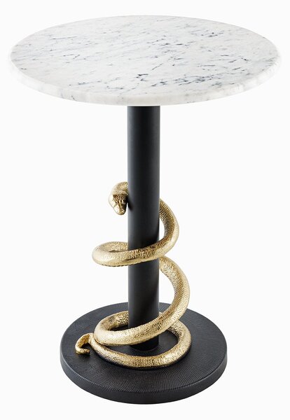 Bočný Stolík WILDLIFE SNAKE 50cm Zlatý Čierny Biely Mramor