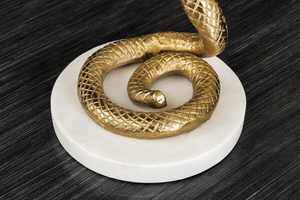 Bočný Stolík WILDLIFE COBRA 60cm Zlatý Biely Mramor