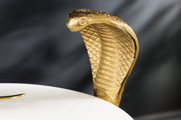 Bočný Stolík WILDLIFE COBRA 60cm Zlatý Biely Mramor