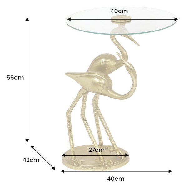 Bočný Stolík WILDLIFE CRANE 55cm Zlatá