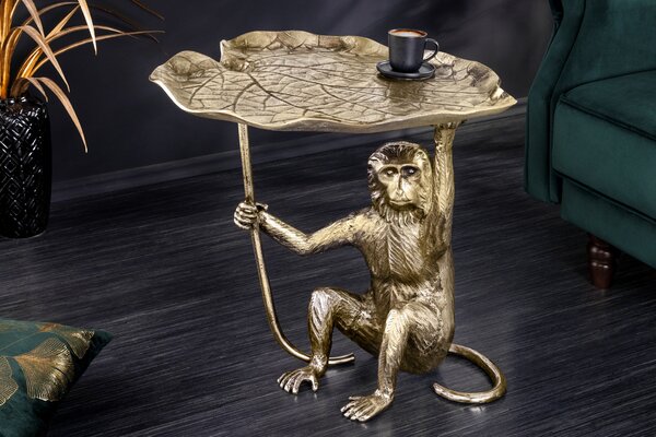 Bočný Stolík WILDLIFE MONKEY 55cm Antická Zlatá