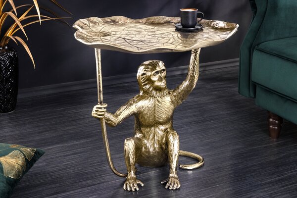 Bočný Stolík WILDLIFE MONKEY 55cm Antická Zlatá