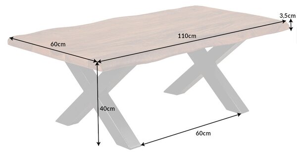 Konferenčný stolík MAMMUT 110cm X-nohy 35mm akáciové drevo medový odtieň