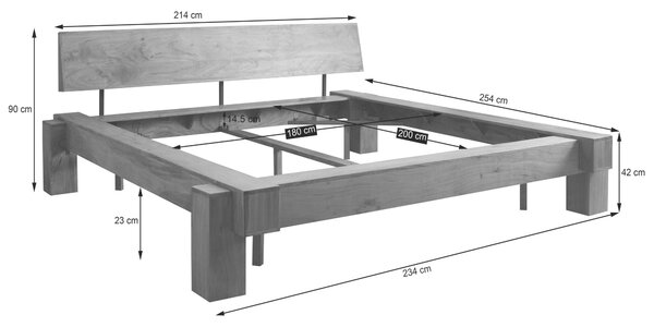 TRÁMOVÁ POSTEĽ, 180/200 cm, farba akácie MID.YOU - Online Only spálne, Online Only