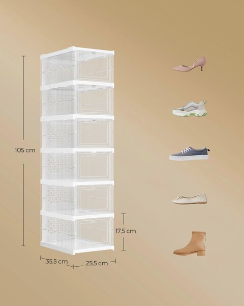 REGÁL NA TOPÁNKY, biela, priehľadné, 25,5/105/35,5 cm - Online Only drobný nábytok, Online Only