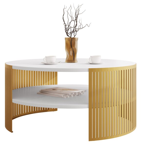 Mirjan24 Konferenčný stolík Zinzit Gold, Farba: zlatá/čierny molet 5903211338991
