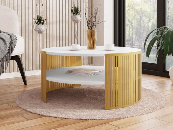 Mirjan24 Konferenčný stolík Zinzit Gold, Farba: zlatá/čierny molet 5903211338991