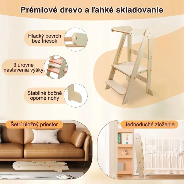 Babytower™ Drevená Nastaviteľná Učebná Veža