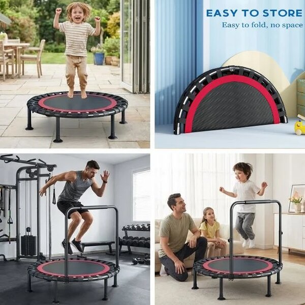 Bouncepro™ Skladací Trampolína S Nastaviteľným Zábradlím