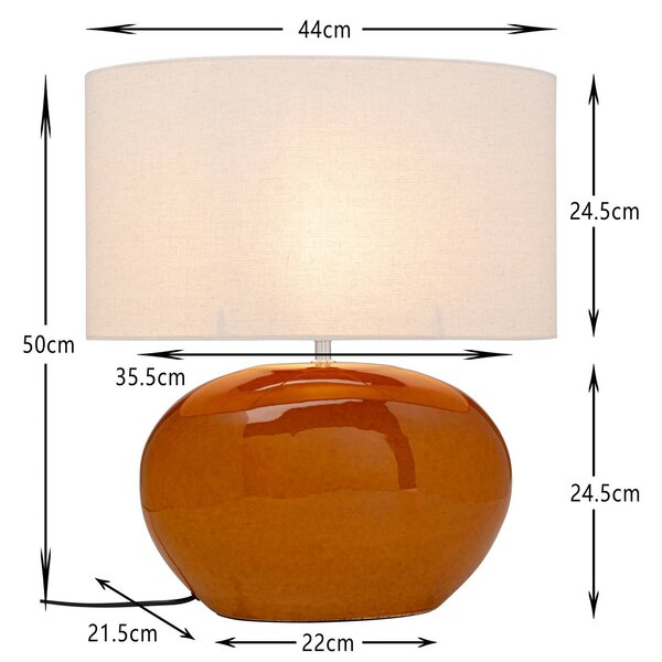 KARE Stolová lampa Kare Beo, oranžová, bavlna, výška 50 cm, E27, Žltá / oranžová, Obývacia izba / jedáleň, Textil / látka / hodváb, Škandinávsky, Stojacie svietidlo