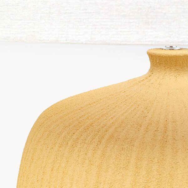 KARE Stolová lampa Kare Luma, žltá, bavlna/keramika, 70 cm, E27, Žltá / oranžová, Obývacia izba / jedáleň, Textil / látka / hodváb, Škandinávsky, Stojacie svietidlo