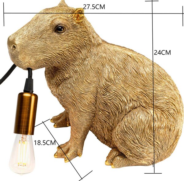 KARE Stolová lampa Kare Animal Capybara, zlatá, plast, E14, Mosadz / zlato, Obývacia izba / jedáleň, Plast, Moderný
